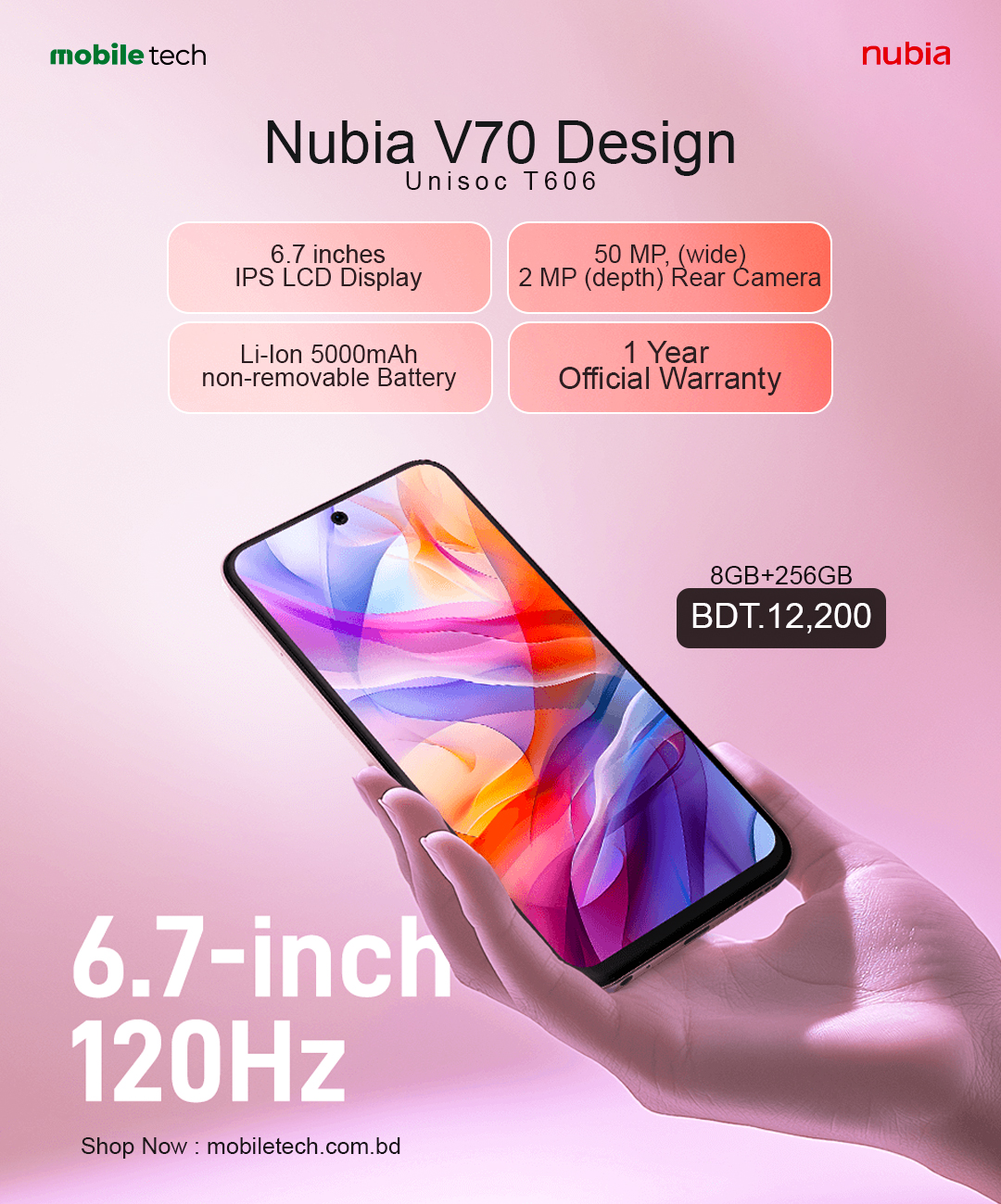ZTE nubia V70 Design 8GB/256GB price in BD